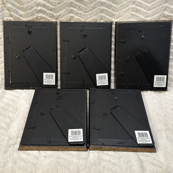 5x7 photos / Mats, Picture Frame Set of 5, Faux Wood Plastic Easel Display NEW! - Picture 5 of 6